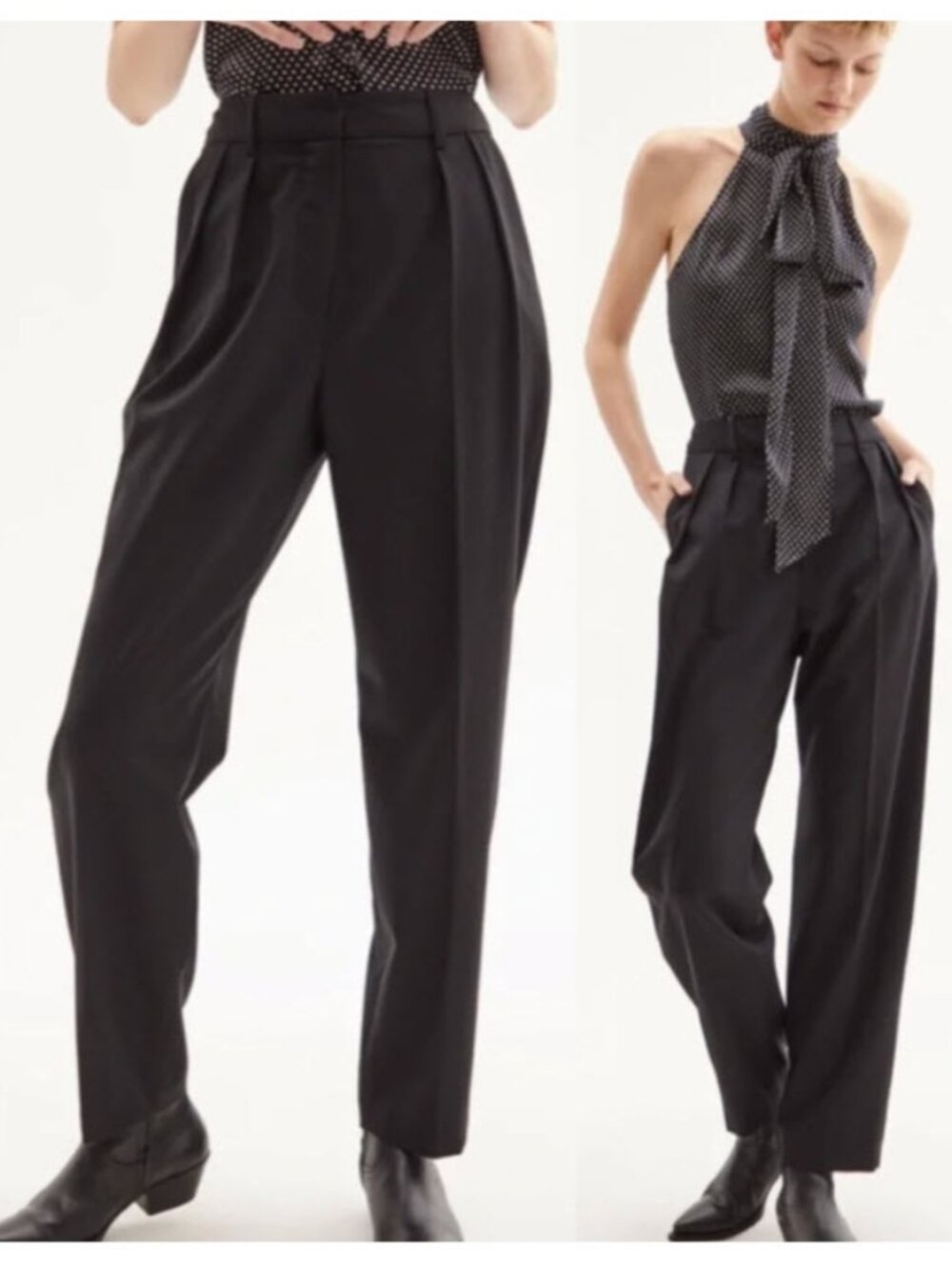 Nili Lotan Linda Wool Pleated Pants NWOT Trousers Tapered Black Size 0
